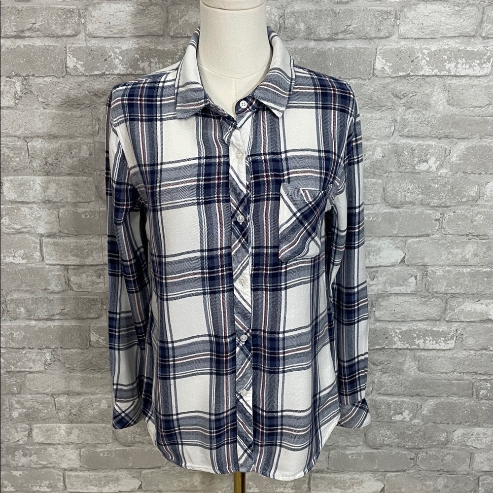 Rails Navy and White Hunter Plaid Flannel Shirt